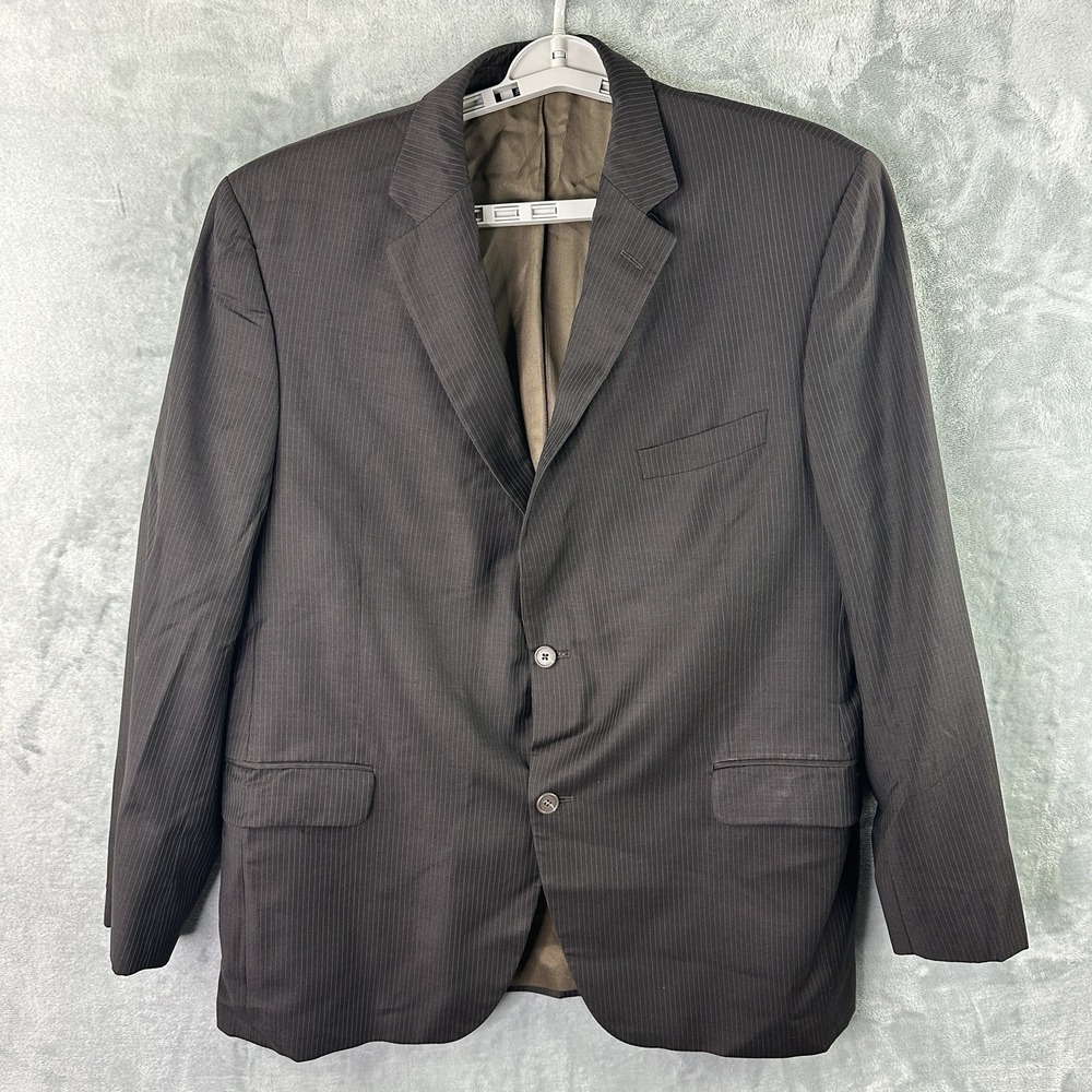 Jack Victor Select Brown Pinstripe Blazer Jacket Mens 48R Measured Made Canada